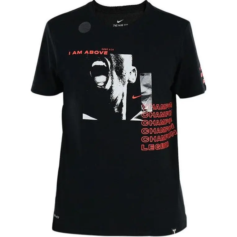 Nike T-Shirts Men's Black Crew Neck Moderate Straight Fit