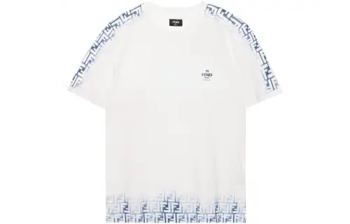 FENDI T Shirts Men's White Crew Neck Moderate Straight Fit