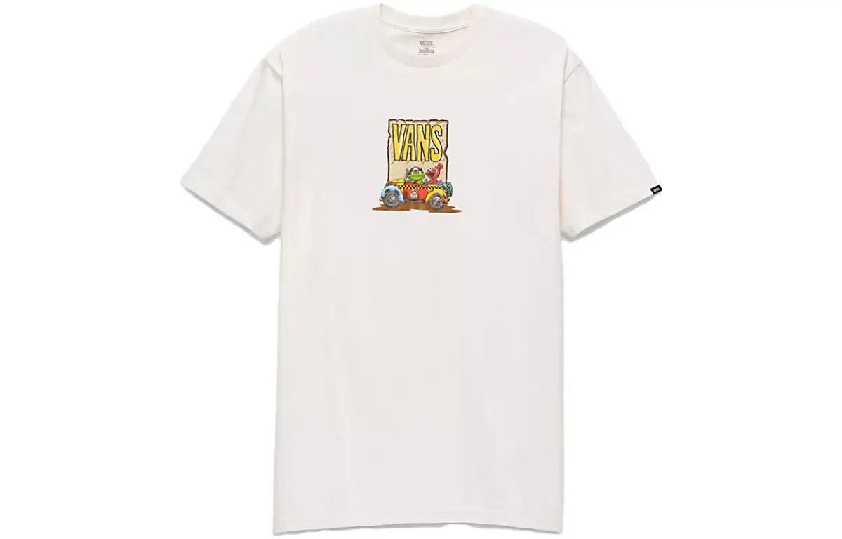 Vans X SESAME STREET T-Shirts Unisex Antique White Crew Neck Moderate Straight Fit