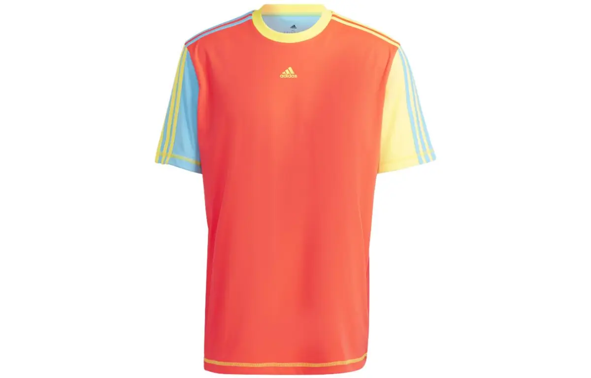 Adidas T-Shirts Unisex Sun Red Crew Neck Moderate Straight Fit