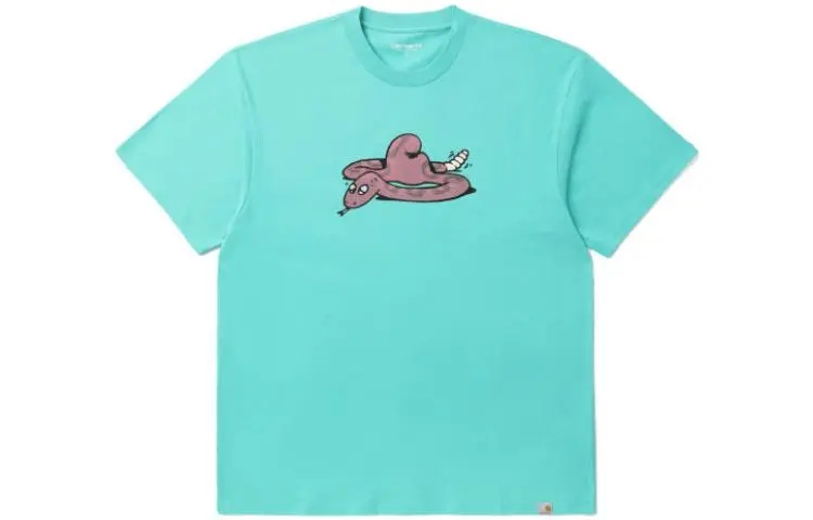 Carhartt WIP T-Shirts Men's Green Crew Neck Moderate Straight Fit