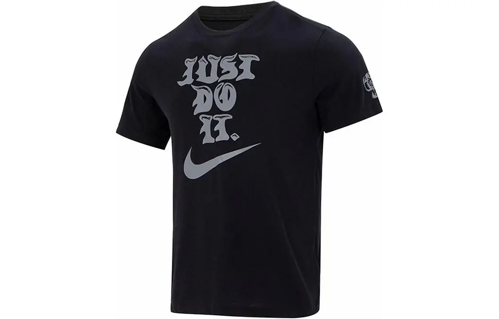 Nike T-Shirts Men's Black Crew Neck Moderate Straight Fit