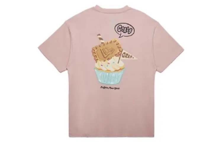New Era T-Shirts Unisex Pink Crew Neck Moderate Straight Fit