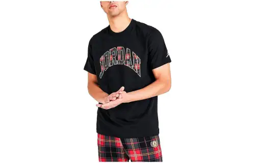 Jordan T Shirts Men's Black Crew Neck Moderate Straight Fit