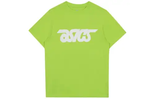 ASICS T Shirts Unisex Green Crew Neck Moderate Straight Fit