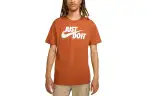 Nike T Shirts Men's Dark Umber Crew Neck Moderate Straight Fit