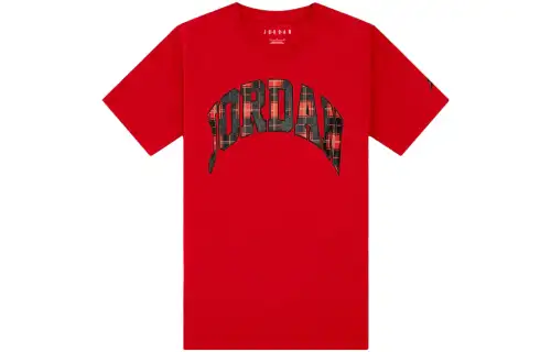 Jordan T Shirts Men's Red Crew Neck Moderate Straight Fit