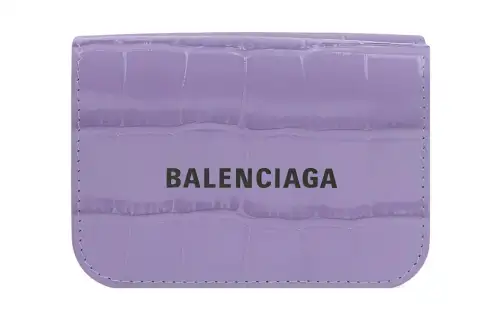 Balenciaga Cow Leather Wallet Mini Women's Light Purple