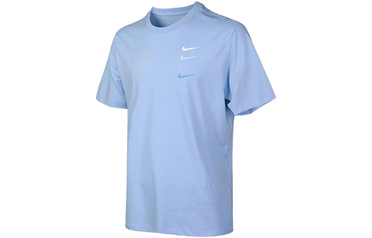 Nike T-Shirts Men's Blue Crew Neck Moderate Straight Fit