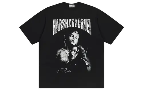HARSH AND CRUEL T Shirts Unisex Black Crew Neck Moderate Straight Fit