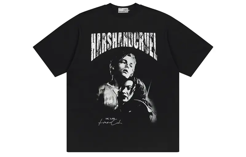 HARSH AND CRUEL T Shirts Unisex Black Crew Neck Moderate Straight Fit