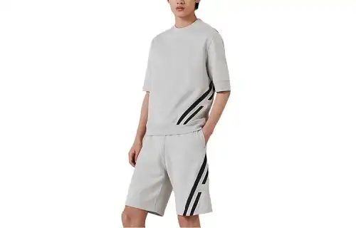 HERMES T Shirts Men's Mist White Crew Neck Moderate Straight Fit