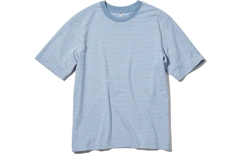 UNIQLO T Shirts Unisex Aqua Blue Crew Neck Moderate Straight Fit