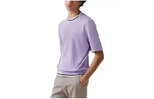 HERMES T Shirts Men's Purple Crew Neck Moderate Straight Fit