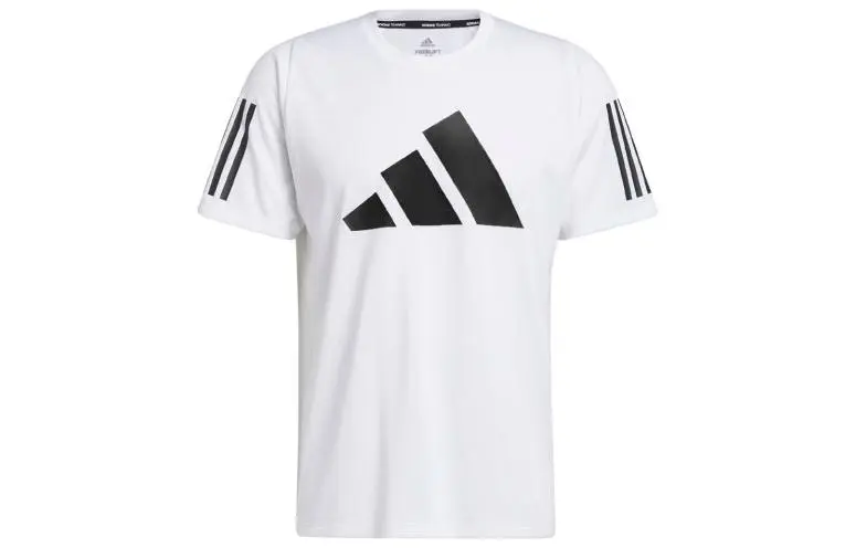 Adidas T-Shirts Men's White Crew Neck Moderate Straight Fit