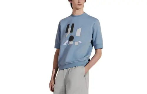 HERMES T Shirt Men's Light Gray Blue