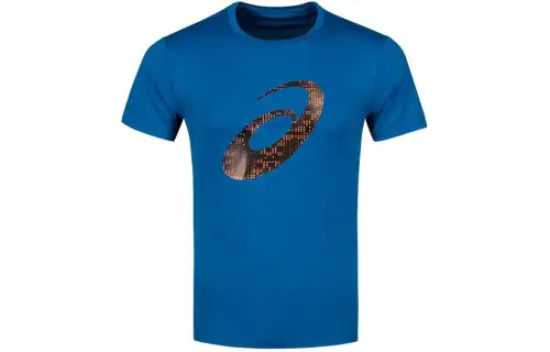 ASICS T Shirts Men's Blue Crew Neck Moderate Other