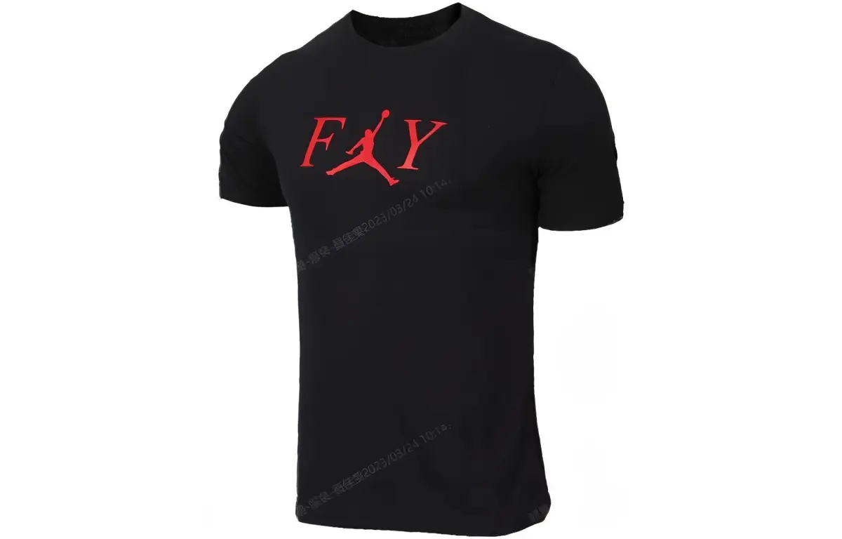 Jordan T-Shirts Men's Black Crew Neck Moderate Straight Fit