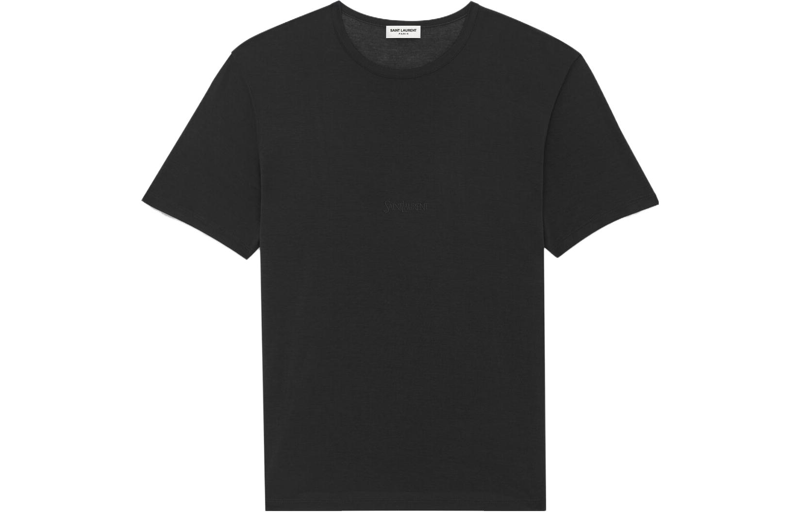 Мужская футболка SAINT LAURENT Однотонная (черная)