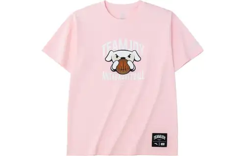 ANTA T Shirts Unisex Pink Crew Neck Moderate Straight Fit
