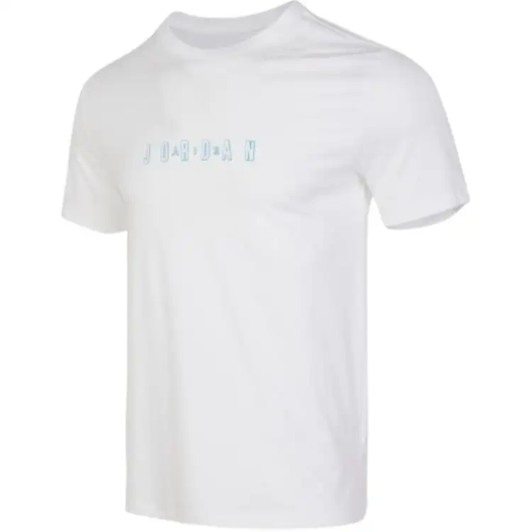 Jordan T Shirts Men's White Crew Neck Moderate Straight Fit