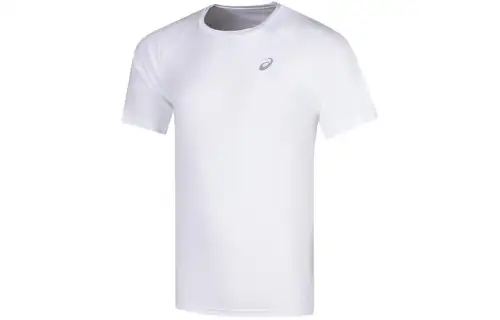 ASICS T Shirts Men's White Crew Neck Moderate Straight Fit