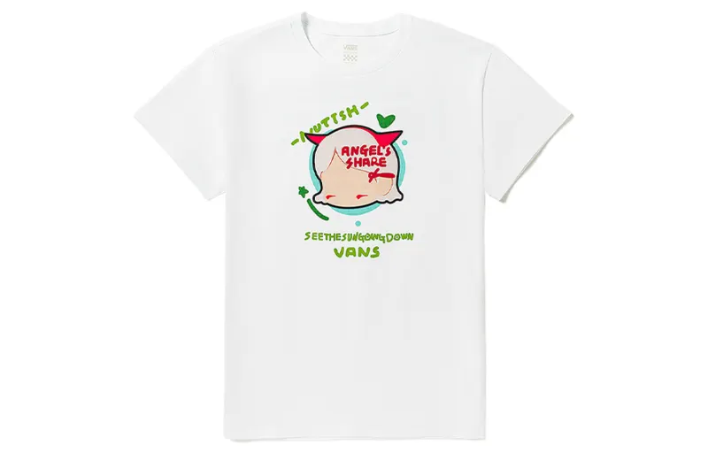 Vans T Shirts Unisex White Crew Neck Moderate Straight Fit