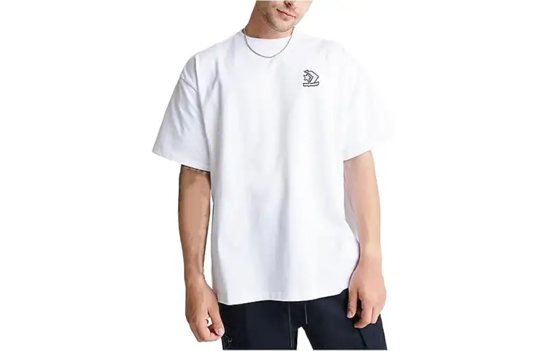 Converse Sail Away T Shirts Men's Light White Crew Neck Moderate Straight Fit