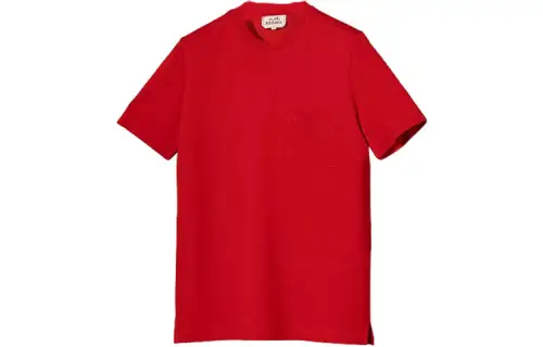 HERMES T Shirts Men's Red Crew Neck Moderate Straight Fit