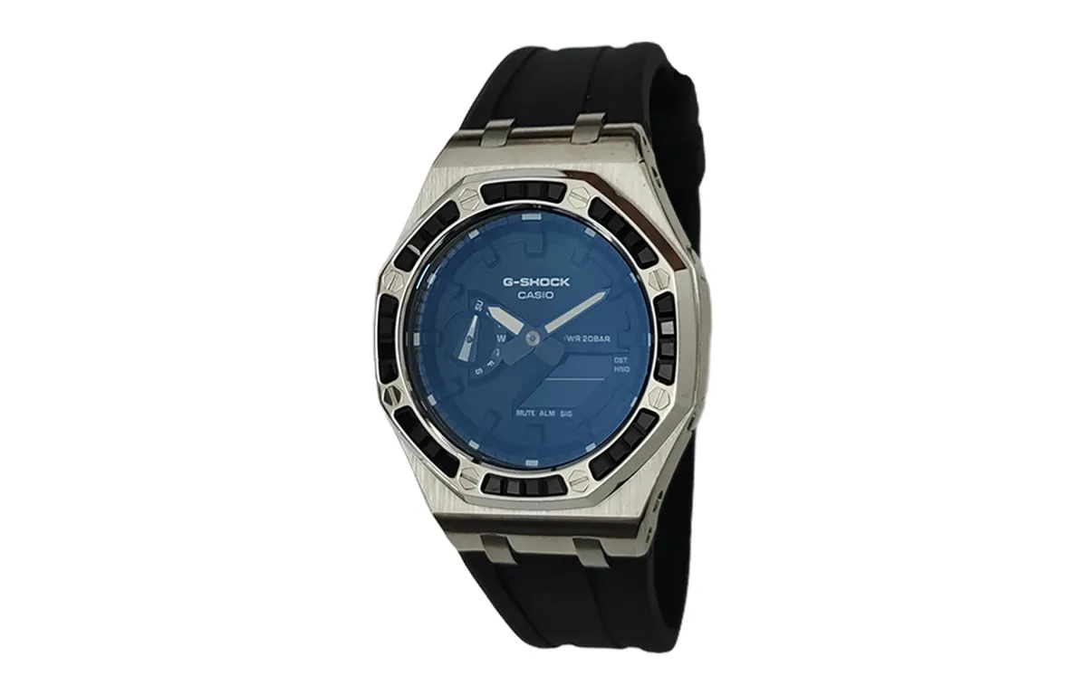 CASIO Custom Collection Electronic Movement Fluoroelastomer Strap Watch Men's Watches Black Dial