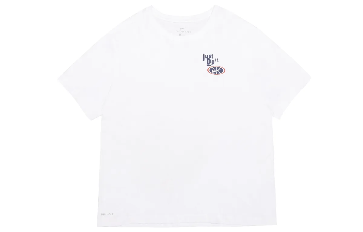 Nike T-Shirts Men's White Crew Neck Moderate Straight Fit