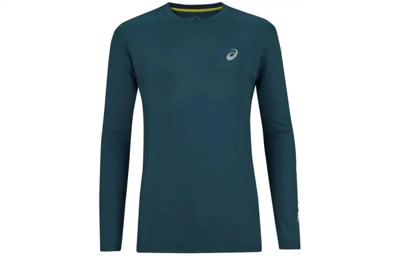 ASICS T Shirts Men's Green Crew Neck Moderate Other
