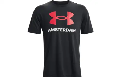 Under Armour T Shirts Men's Black Crew Neck Moderate Straight Fit