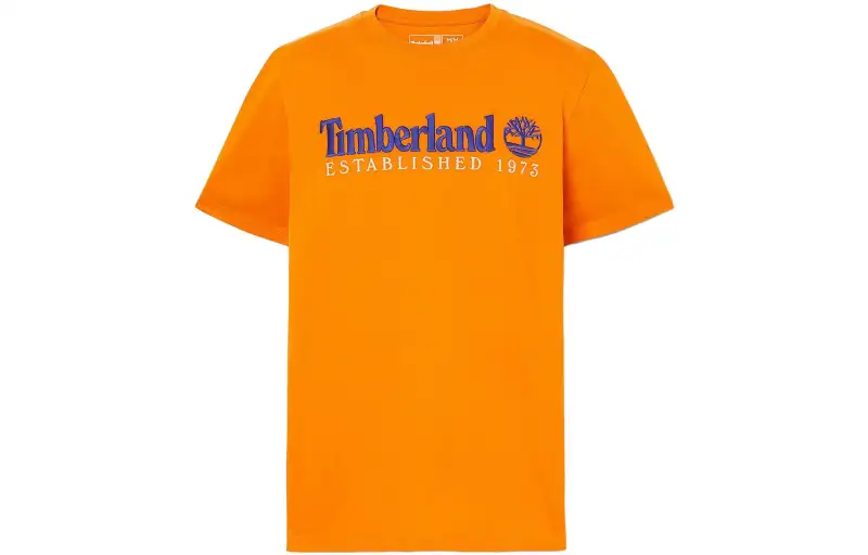 Timberland T Shirts Men's Orange Crew Neck Moderate Straight Fit
