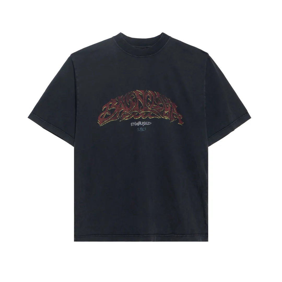 Balenciaga Men's Offshore Oversized T-Shirt Gray