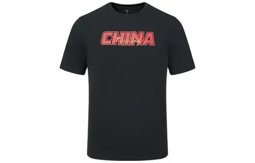 Li Ning T Shirts Unisex Black Crew Neck Thin Straight Fit