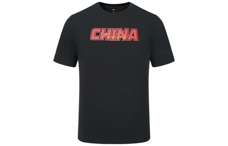Li Ning T Shirts Unisex Black Crew Neck Thin Straight Fit
