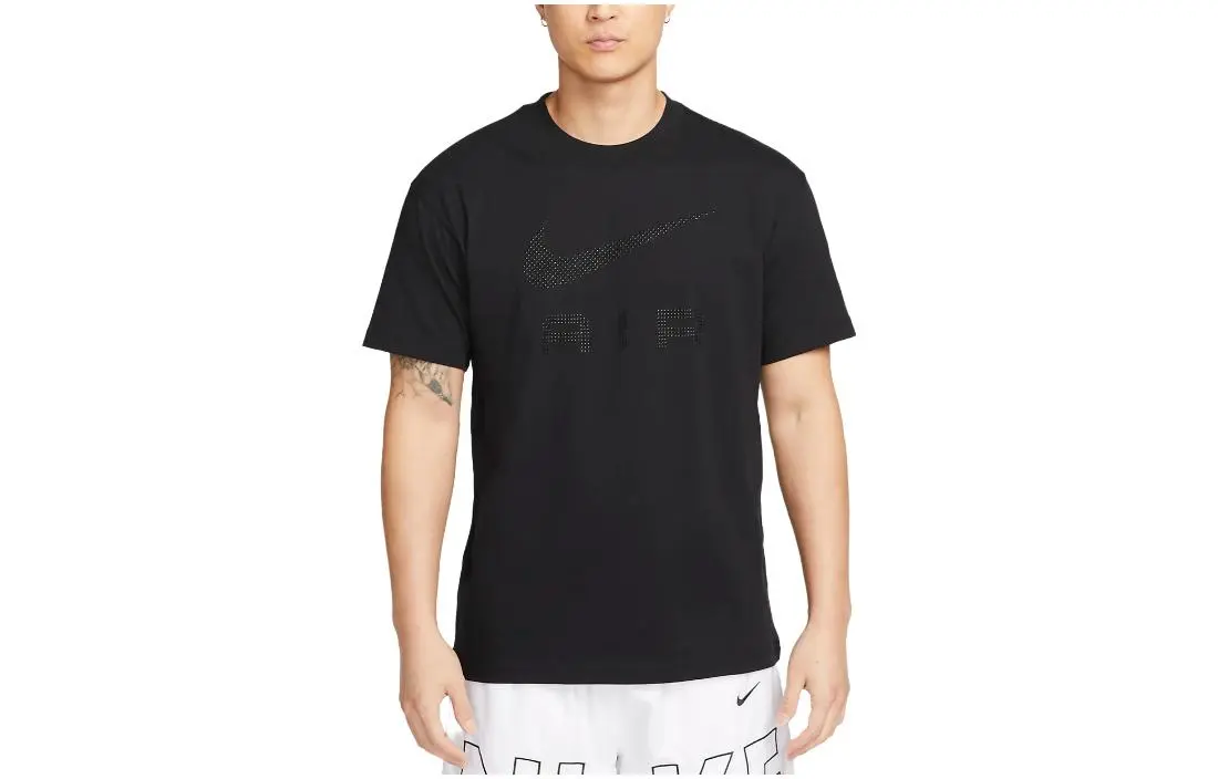 Nike T-Shirts Men's Black Crew Neck Moderate Straight Fit