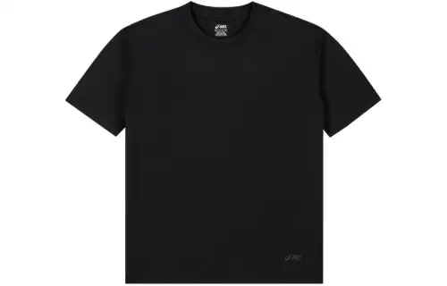 ASICS T Shirts Unisex Black Crew Neck Moderate