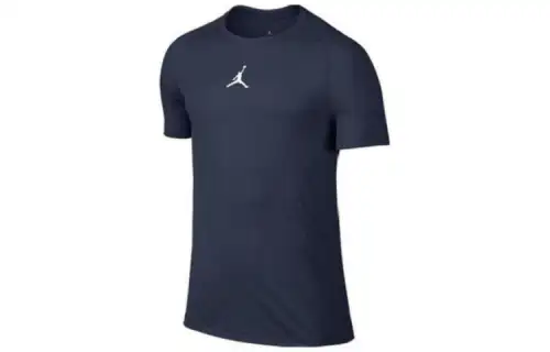 Jordan T Shirts Men's Blue Crew Neck Moderate Straight Fit