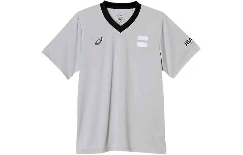 ASICS T Shirts Men's Gray V Neck Moderate
