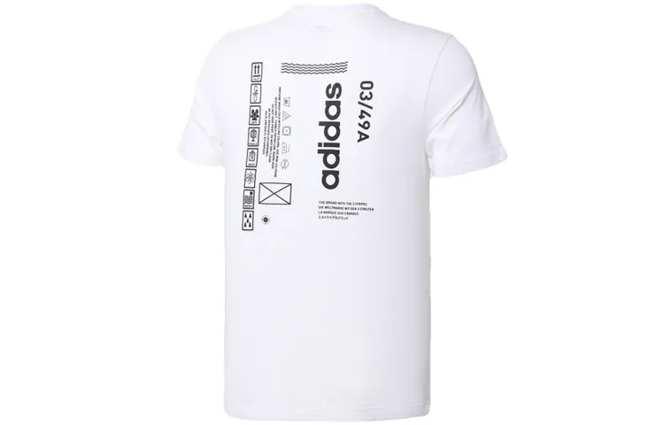 Adidas T-Shirts Men's White Crew Neck Moderate Straight Fit