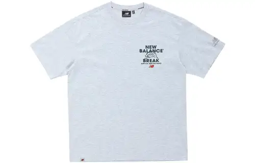 New Balance T Shirts Men's Gray Crew Neck Moderate Straight Fit