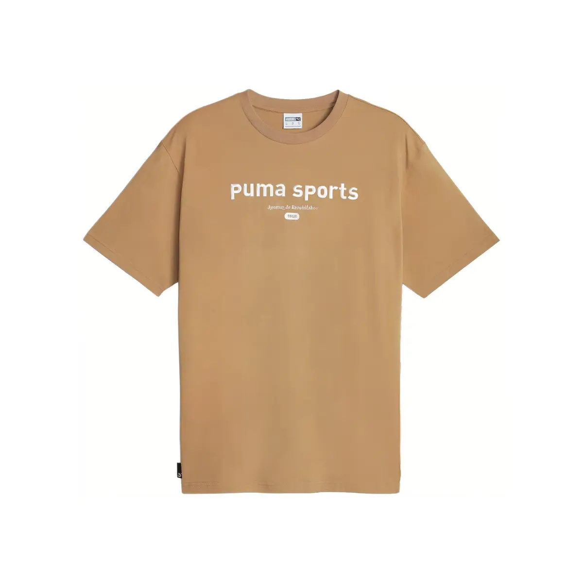 PUMA T-Shirts Men's Dark Camel Crew Neck Moderate Straight Fit