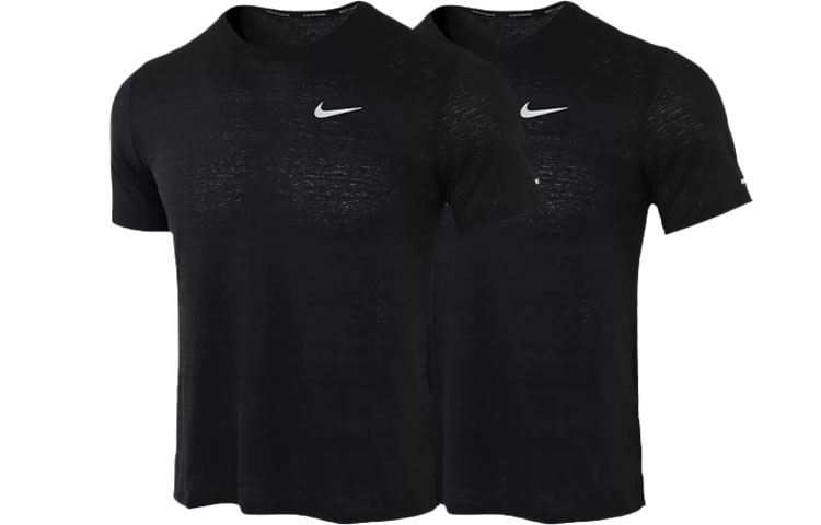 Nike DRI FIT MILER Running T Shirt Men’s 2 Pack Black
