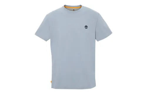 Timberland T Shirts Men's Light Blue Crew Neck Moderate Straight Fit