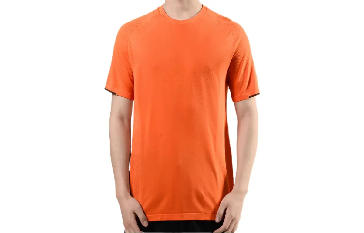 Adidas T-Shirts Men's Orange Crew Neck Moderate Straight Fit