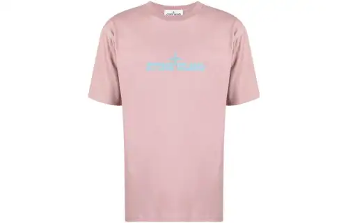 STONE ISLAND T Shirts Men's Pink Crew Neck Moderate Straight Fit