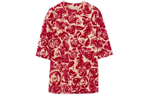 Burberry T Shirts Men's Red Crew Neck Moderate Straight Fit