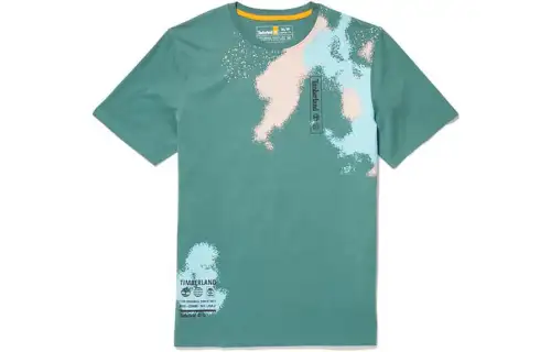 Timberland T Shirts Men's Green Crew Neck Moderate Straight Fit